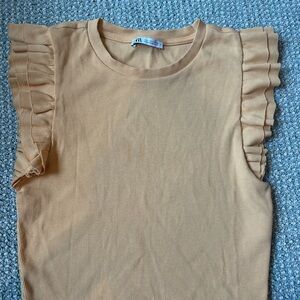 Zara Ruffled Sleeve Top in Warm Yellow